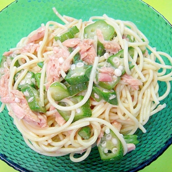 ツナとオクラのサラダ風パスタ